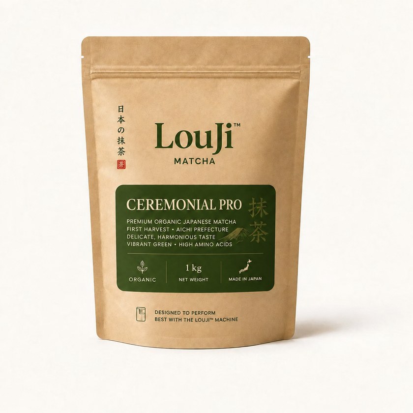 A 1 kg bag of LouJi™ Matcha Ceremonial Pro
