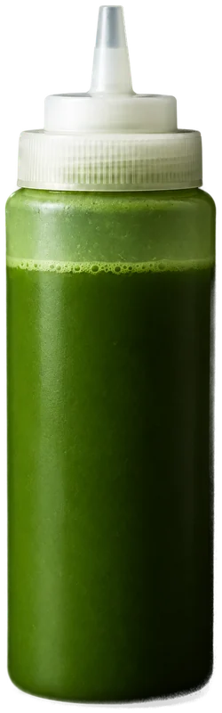 A squeeze bottle of matcha mixed in advance